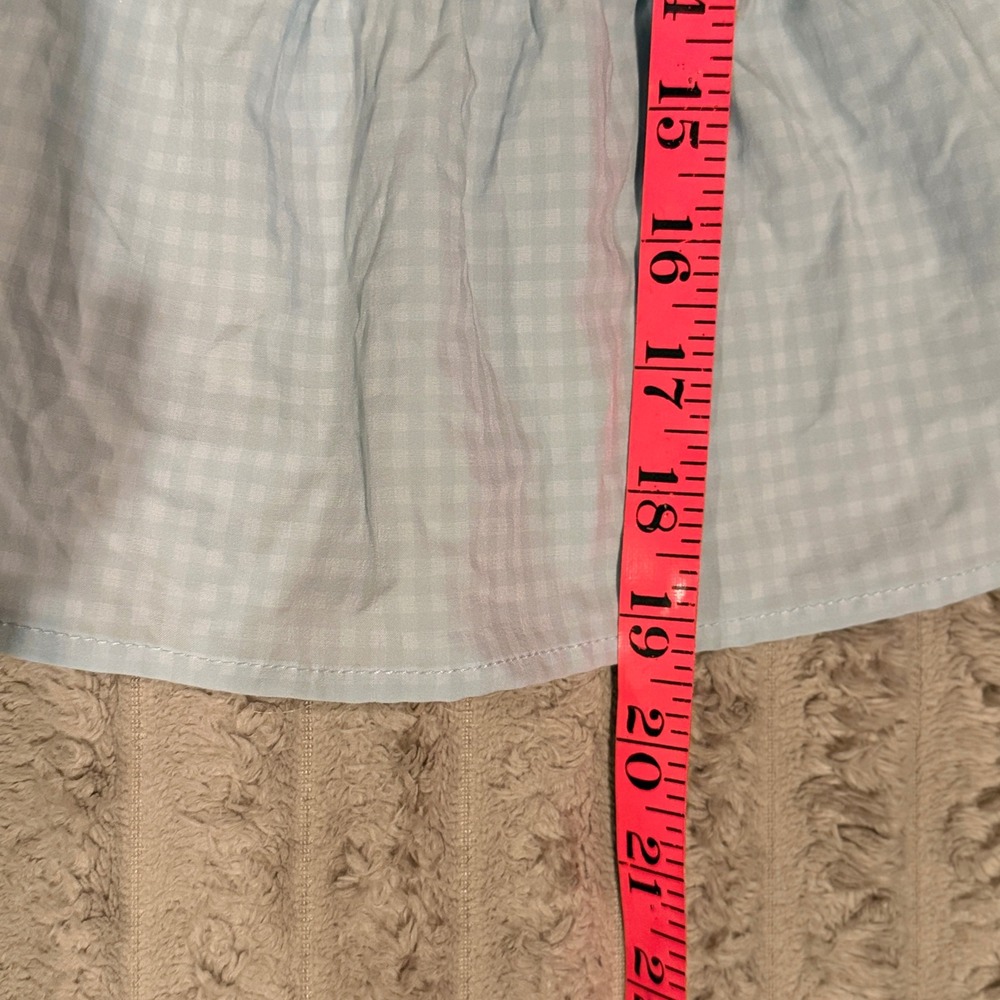 Wild Fable Blue Gingham Tie Front Peplum Puff Sleeve Top Womens Medium - Picture 5 of 6